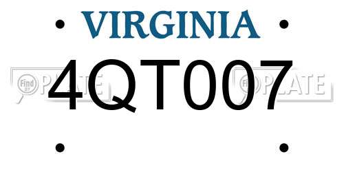 4QT007 Virginia License Plate