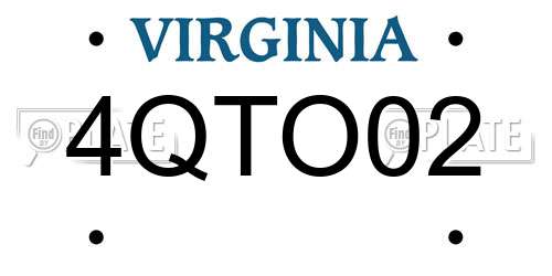 4QTO02 Virginia License Plate