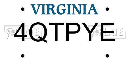 4QTPYE Virginia License Plate