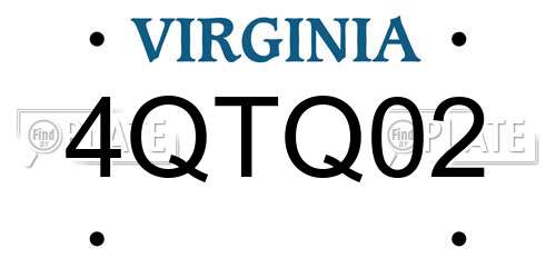 4QTQ02 Virginia License Plate