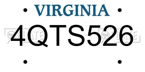 4QTS526 Virginia License Plate