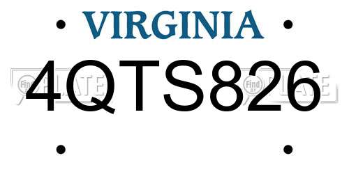 4QTS826 Virginia License Plate