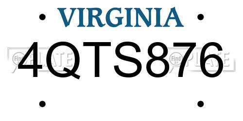 4QTS876 Virginia License Plate