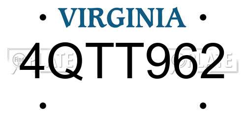 4QTT962 Virginia License Plate