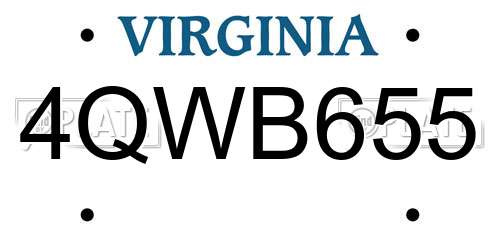 4QWB655 Virginia License Plate