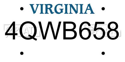 4QWB658 Virginia License Plate