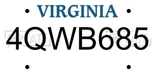 4QWB685 Virginia License Plate