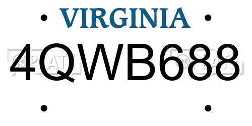 4QWB688 Virginia License Plate