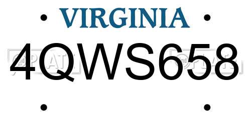 4QWS658 Virginia License Plate