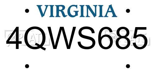 4QWS685 Virginia License Plate