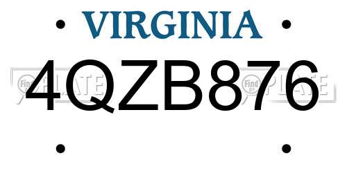4QZB876 Virginia License Plate