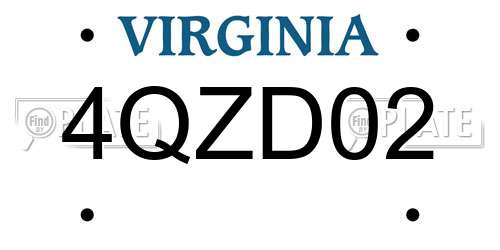 4QZD02 Virginia License Plate