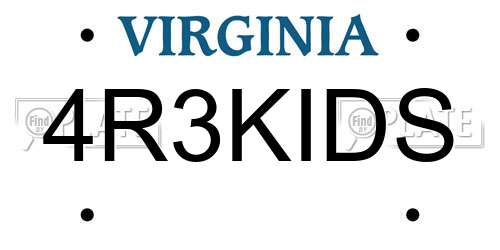 4R3KIDS Virginia License Plate