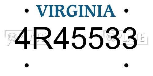 4R45533 Virginia License Plate