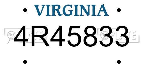 4R45833 Virginia License Plate