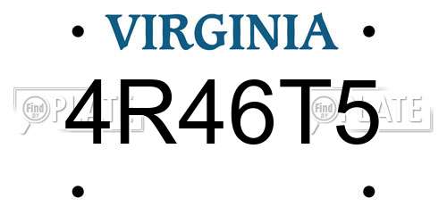 4R46T5 Virginia License Plate