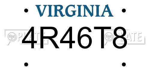 4R46T8 Virginia License Plate