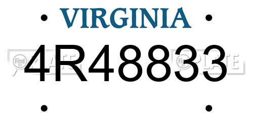 4R48833 Virginia License Plate