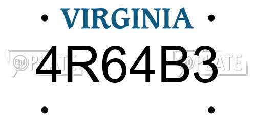 4R64B3 Virginia License Plate
