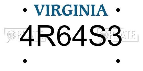 4R64S3 Virginia License Plate