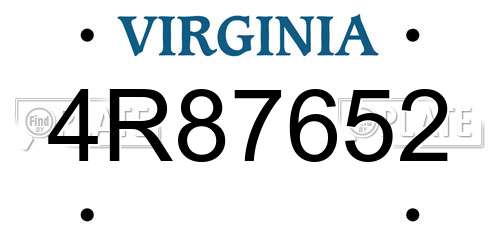 4R87652 Virginia License Plate