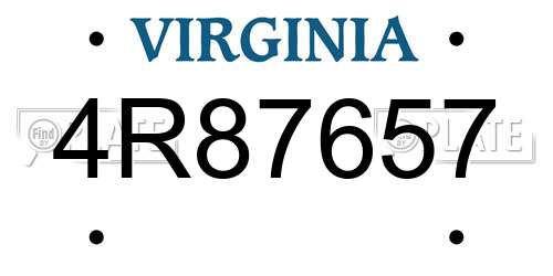 4R87657 Virginia License Plate