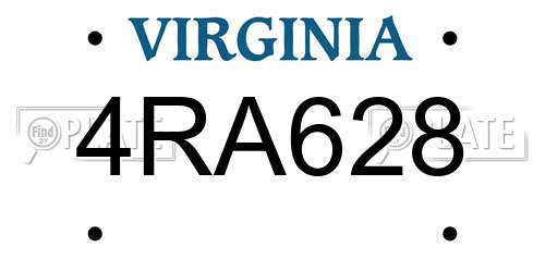 4RA628 Virginia License Plate