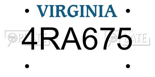 4RA675 Virginia License Plate