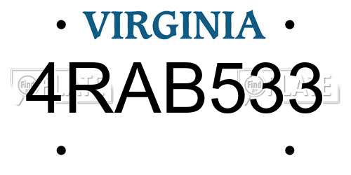 4RAB533 Virginia License Plate