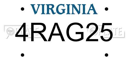 4RAG25 Virginia License Plate