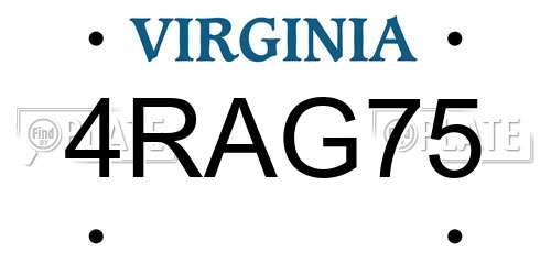 4RAG75 Virginia License Plate