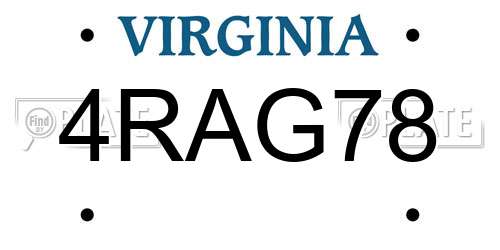 4RAG78 Virginia License Plate