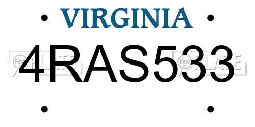 4RAS533 Virginia License Plate