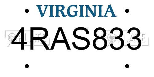 4RAS833 Virginia License Plate