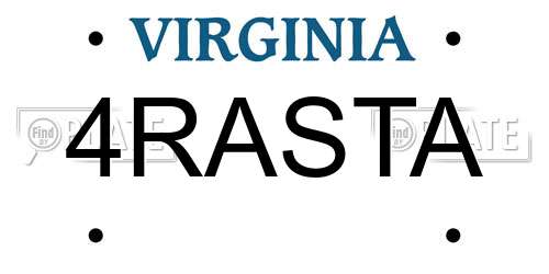 4RASTA Virginia License Plate