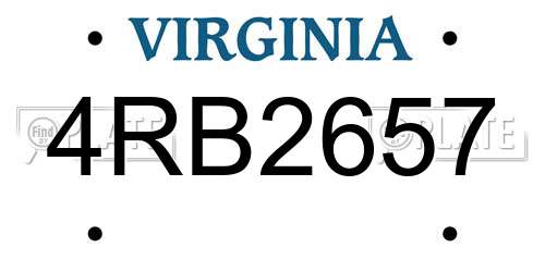 4RB2657 Virginia License Plate