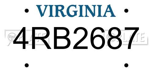 4RB2687 Virginia License Plate