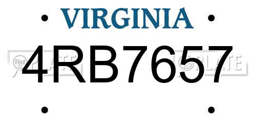 4RB7657 Virginia License Plate
