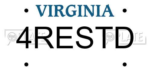 4RESTD Virginia License Plate