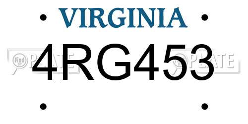 4RG453 Virginia License Plate