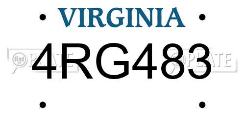 4RG483 Virginia License Plate