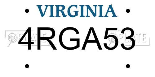 4RGA53 Virginia License Plate