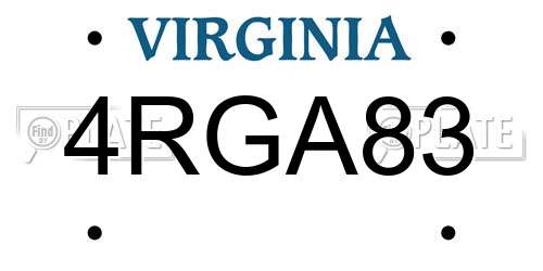 4RGA83 Virginia License Plate