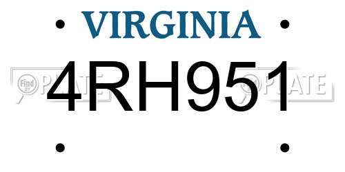 4RH951 Virginia License Plate