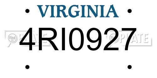 4RI0927 Virginia License Plate