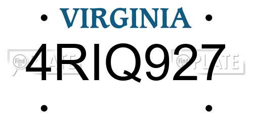 4RIQ927 Virginia License Plate
