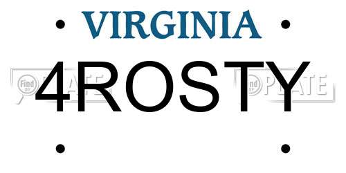 4ROSTY Virginia License Plate