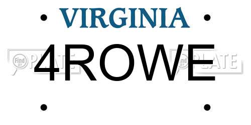 4ROWE Virginia License Plate