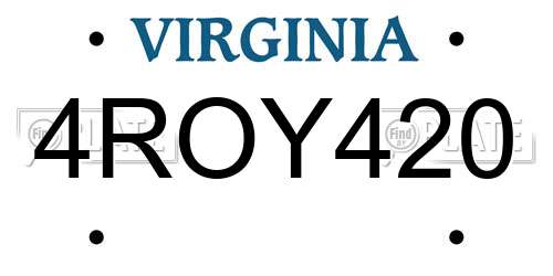 4ROY420 Virginia License Plate