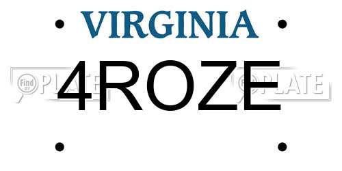 4ROZE Virginia License Plate